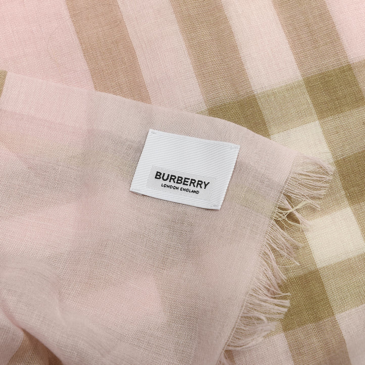 Silk Wool Gauze Giant Check Scarf Pink