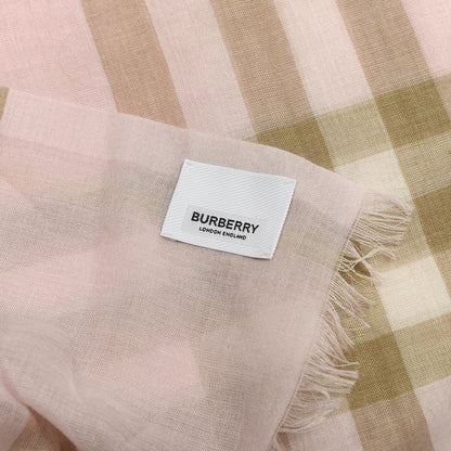 Burberry Silk Wool Gauze Giant Check Scarf Pink 2 of 3