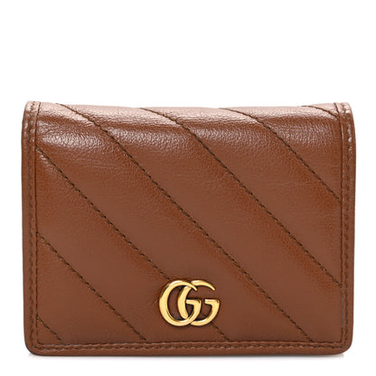 Gucci Azalea Calfskin Matelasse Diagonal GG Marmont Card Case Wallet Cuir 1 of 7