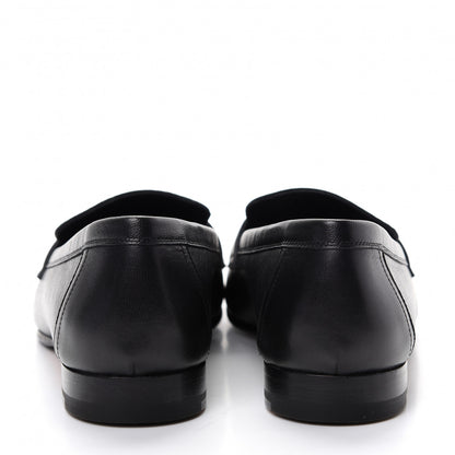 Hermes Goatskin Womens Paris Loafers 37.5 Black 7 of 10