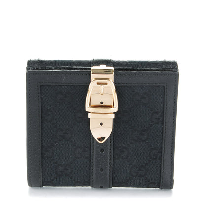 Gucci Monogram Horsebit French Flap Wallet Black 1 of 7