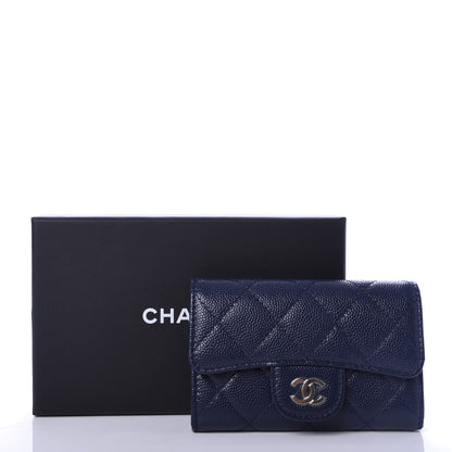 Chanel Caviar Quilted Flap Card Holder Wallet Navy Blue 9 of 9