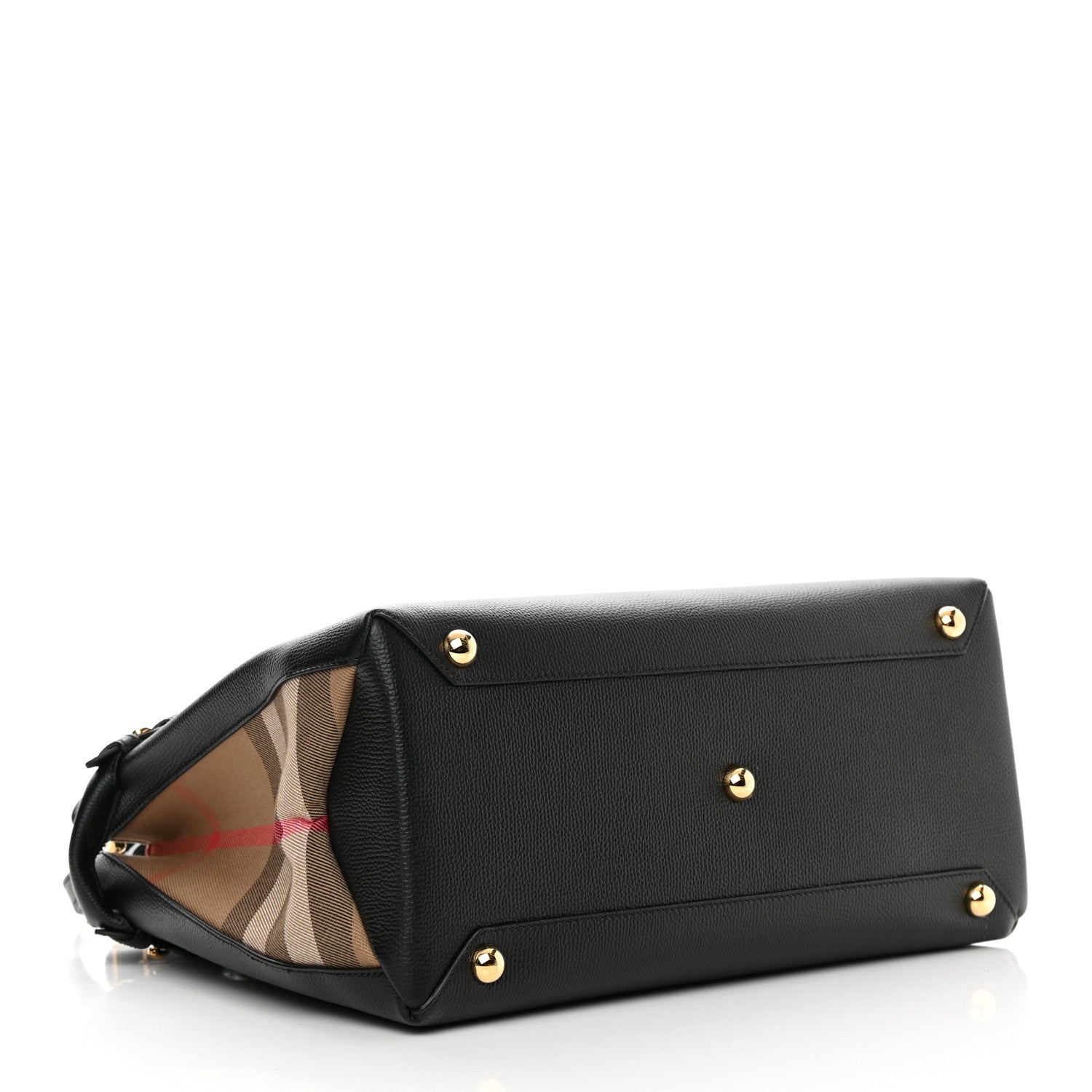 Burberry Derby Calfskin House Check Medium Banner Tote Black 3 of 12