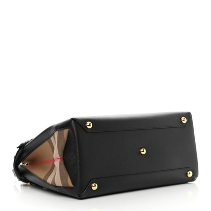 Burberry Derby Calfskin House Check Medium Banner Tote Black 3 of 12