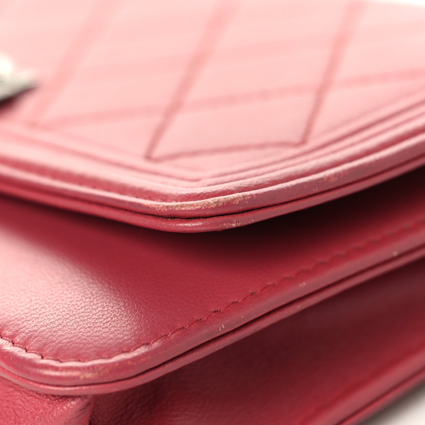 Calfskin Quilted Boy Wallet On Chain WOC Pink