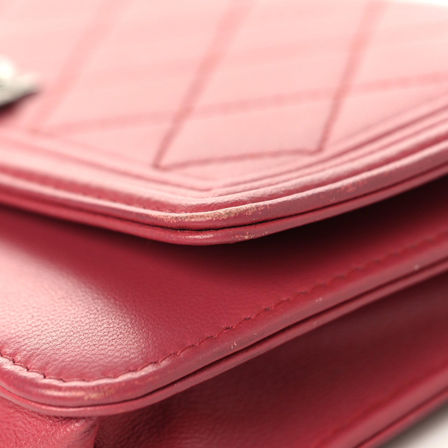 Chanel Calfskin Quilted Boy Wallet On Chain WOC Pink 12 of 15