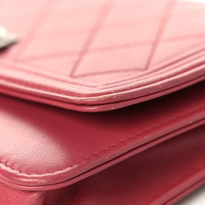 Chanel Calfskin Quilted Boy Wallet On Chain WOC Pink 12 of 15