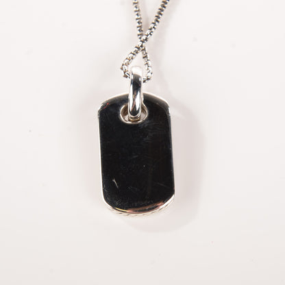 David Yurman Sterling Silver Mother Of Pearl Diamond Small Dog Tag Necklace 7 of 7