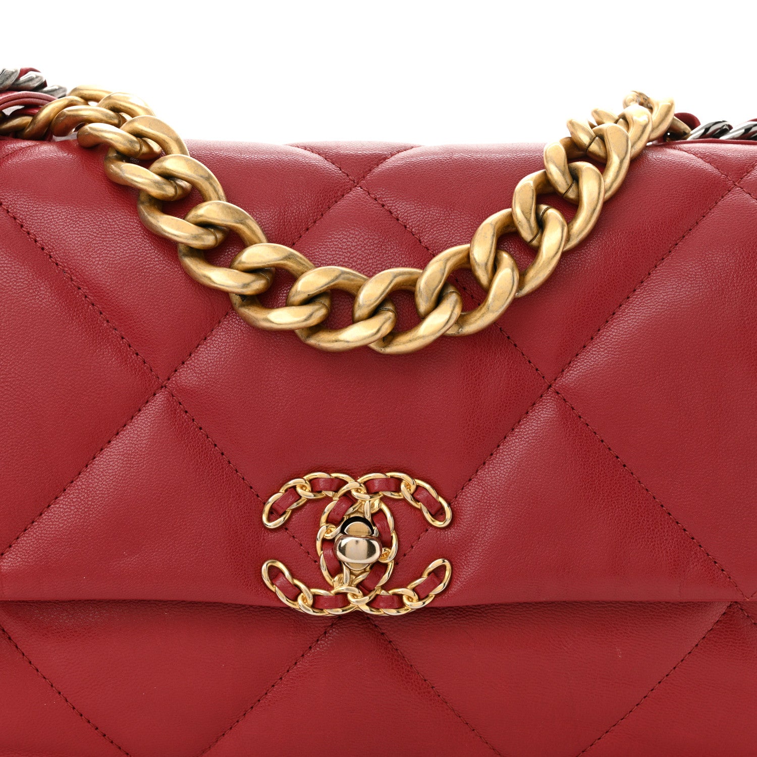 Chanel Lambskin Quilted Large Chanel 19 Flap Red 8 of 12