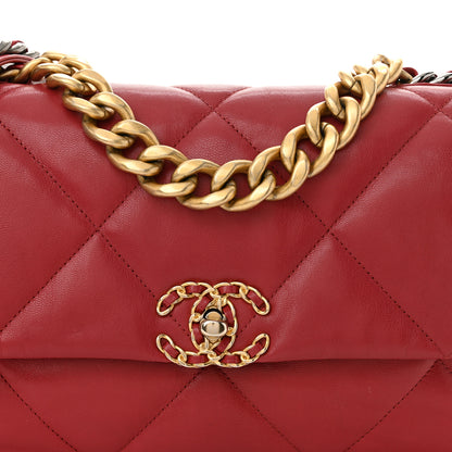 Chanel Lambskin Quilted Large Chanel 19 Flap Red 8 of 12