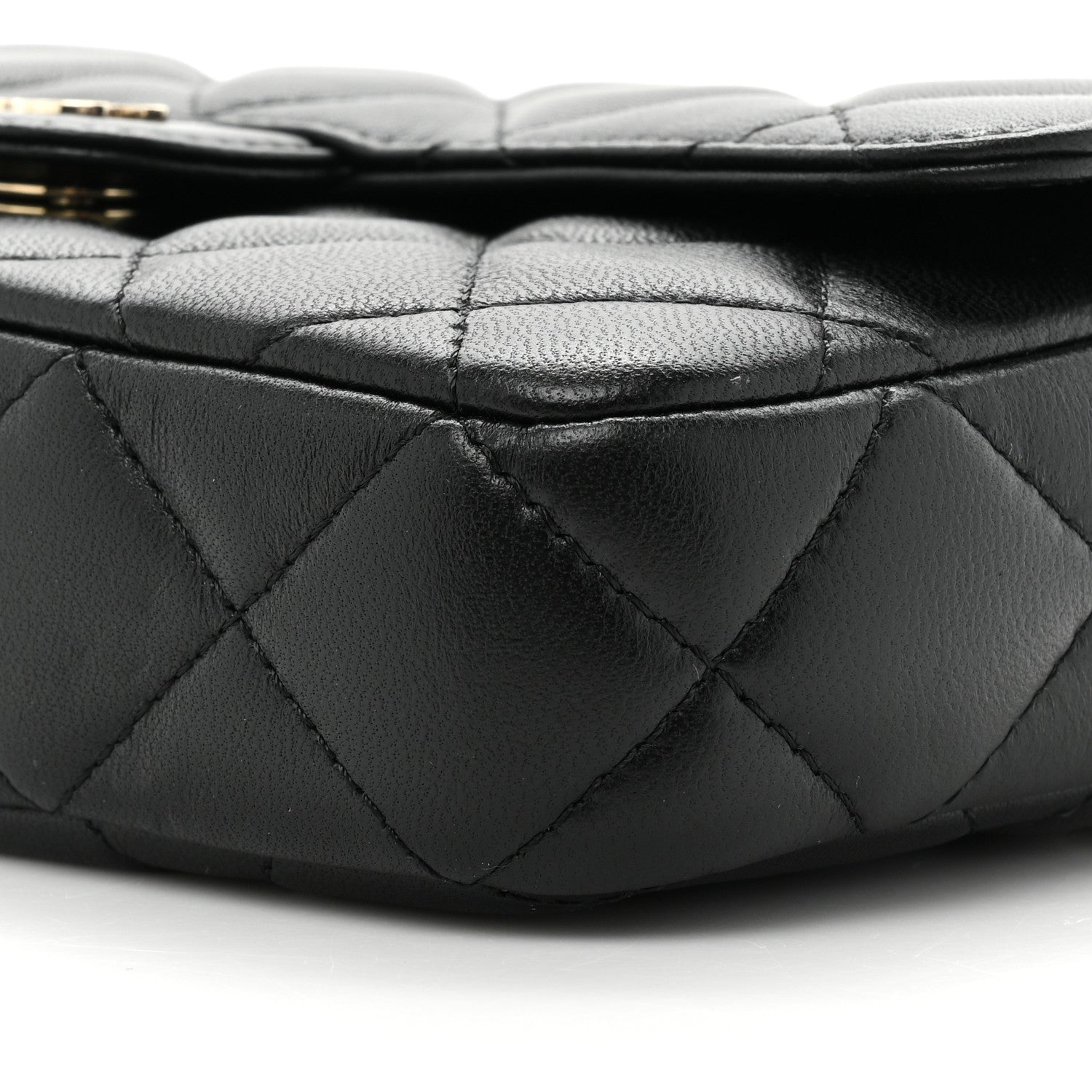 Chanel Lambskin Quilted Flap Phone Holder With Chain Black 10 of 15