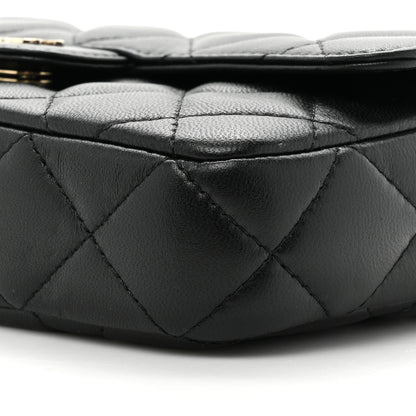 Chanel Lambskin Quilted Flap Phone Holder With Chain Black 10 of 15