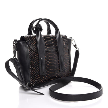 3.1 Phillip Lim 3.1 Python Calfskin Embossed Mini Pashli Satchel Black Nude 4 of 8