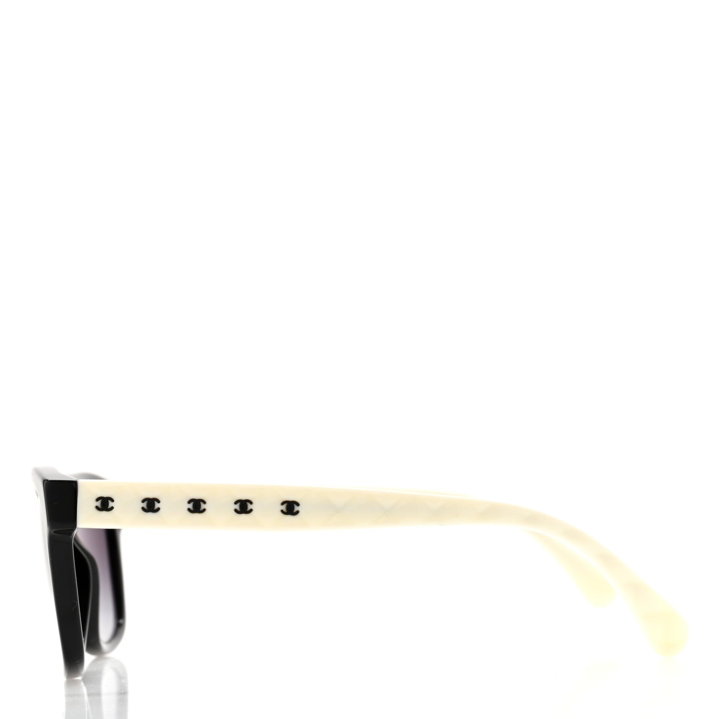 Acetate Quilted CC Square Sunglasses 5484 White Black