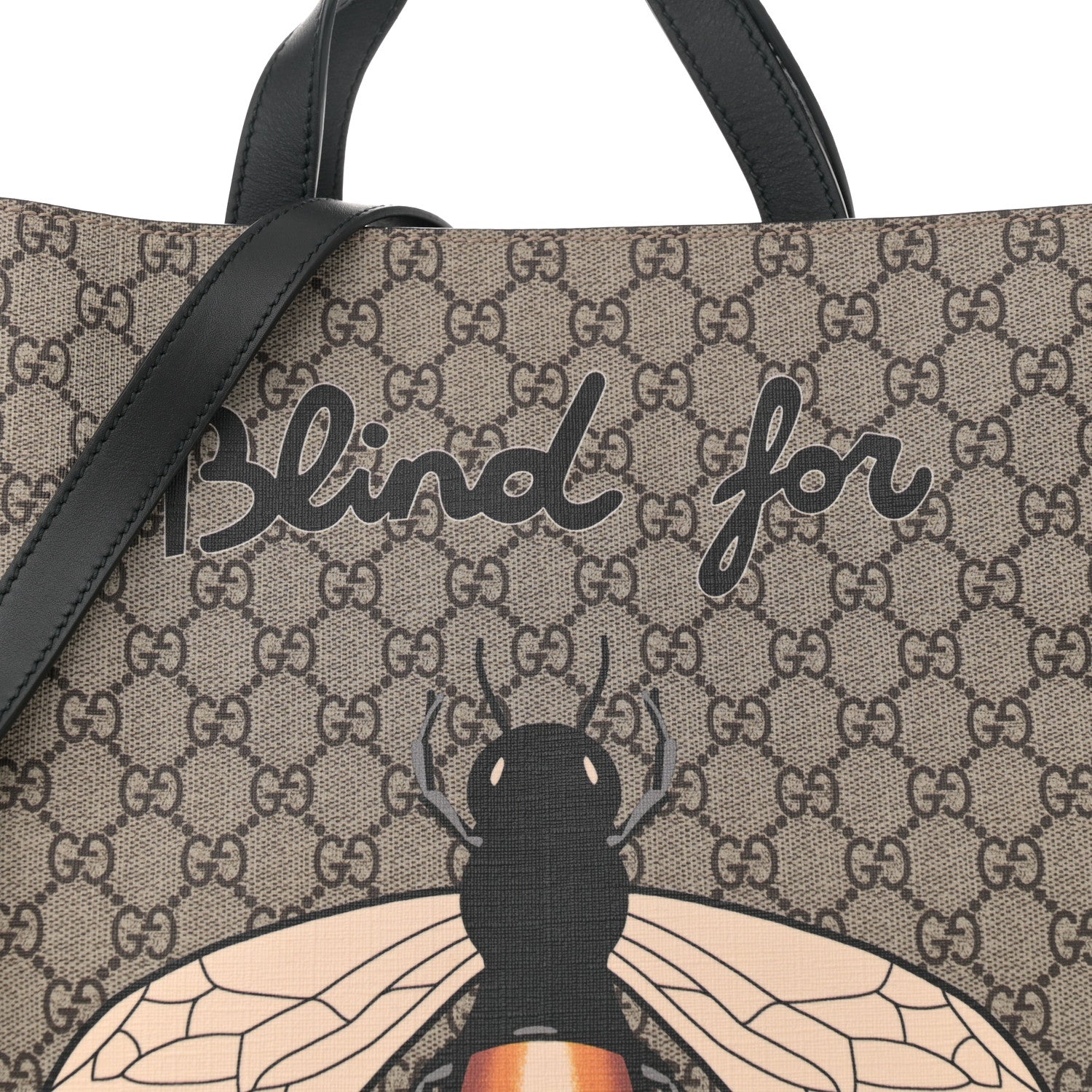 Gucci GG Supreme Monogram L'Aveugle Par Amour Print Vertical Tote Black 8 of 10