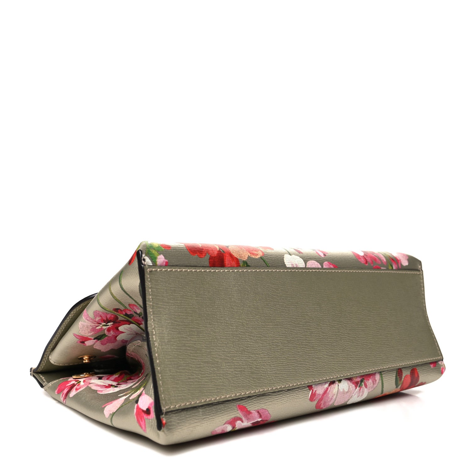 Gucci Metallic Shangai Calfskin Blooms Print Small Bamboo Daily Top Handle Bag Gold Multicolor 4 of 9