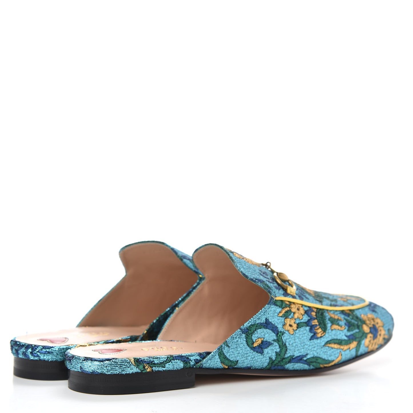Iridescent Brocade Womens Princetown Slippers 40.5 Azure Multicolor Oro