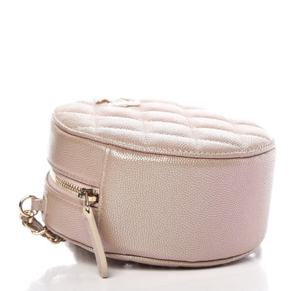 Chanel Iridescent Caviar Quilted Round Clutch With Chain Beige 4 of 8