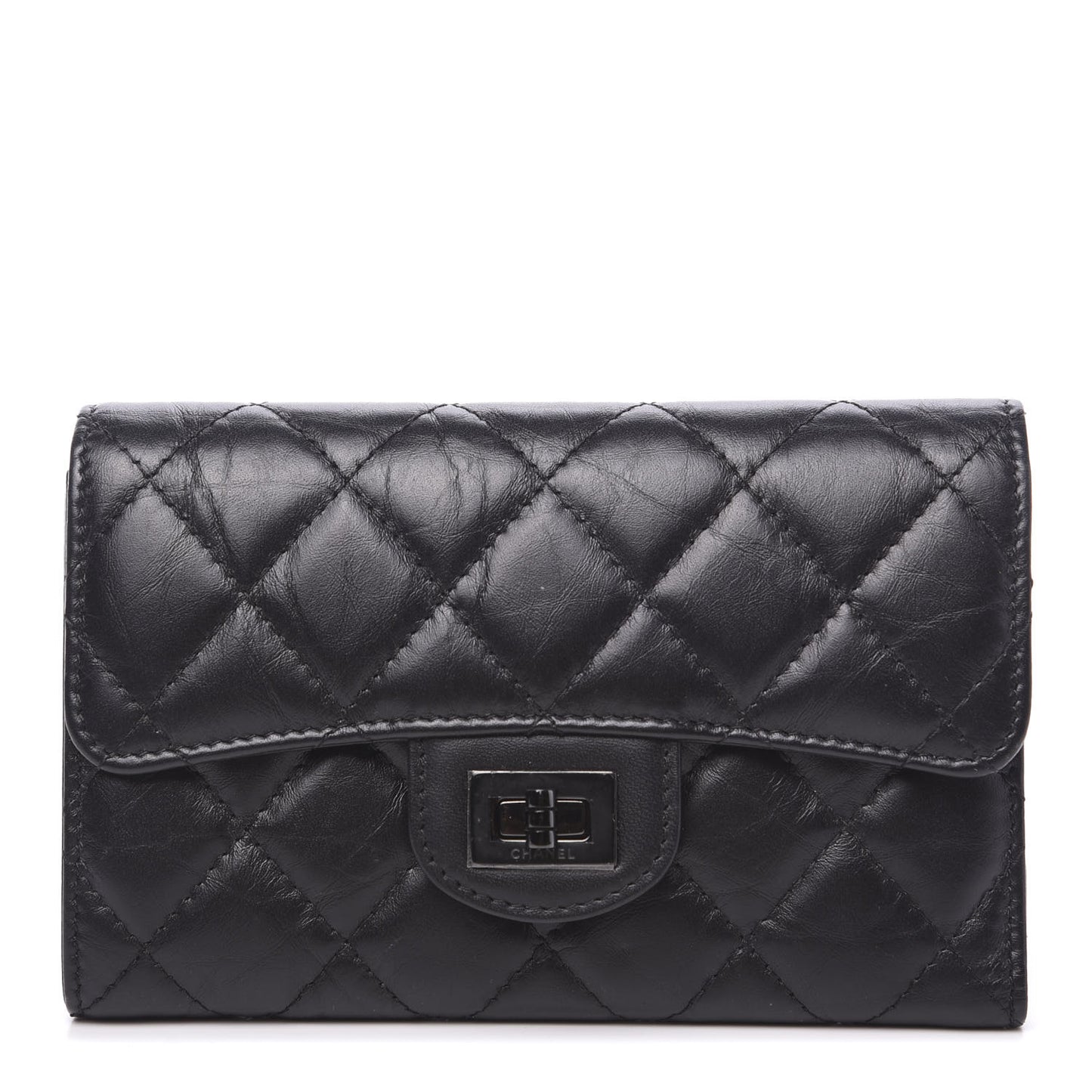 Aged Calfskin Quilted Reissue Medium Flap Wallet So Black