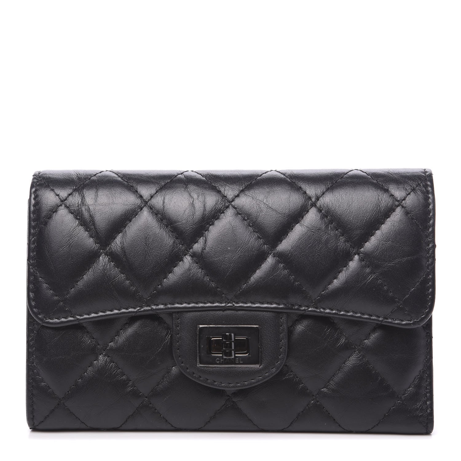 Chanel Aged Calfskin Quilted Reissue Medium Flap Wallet So Black 1 of 7