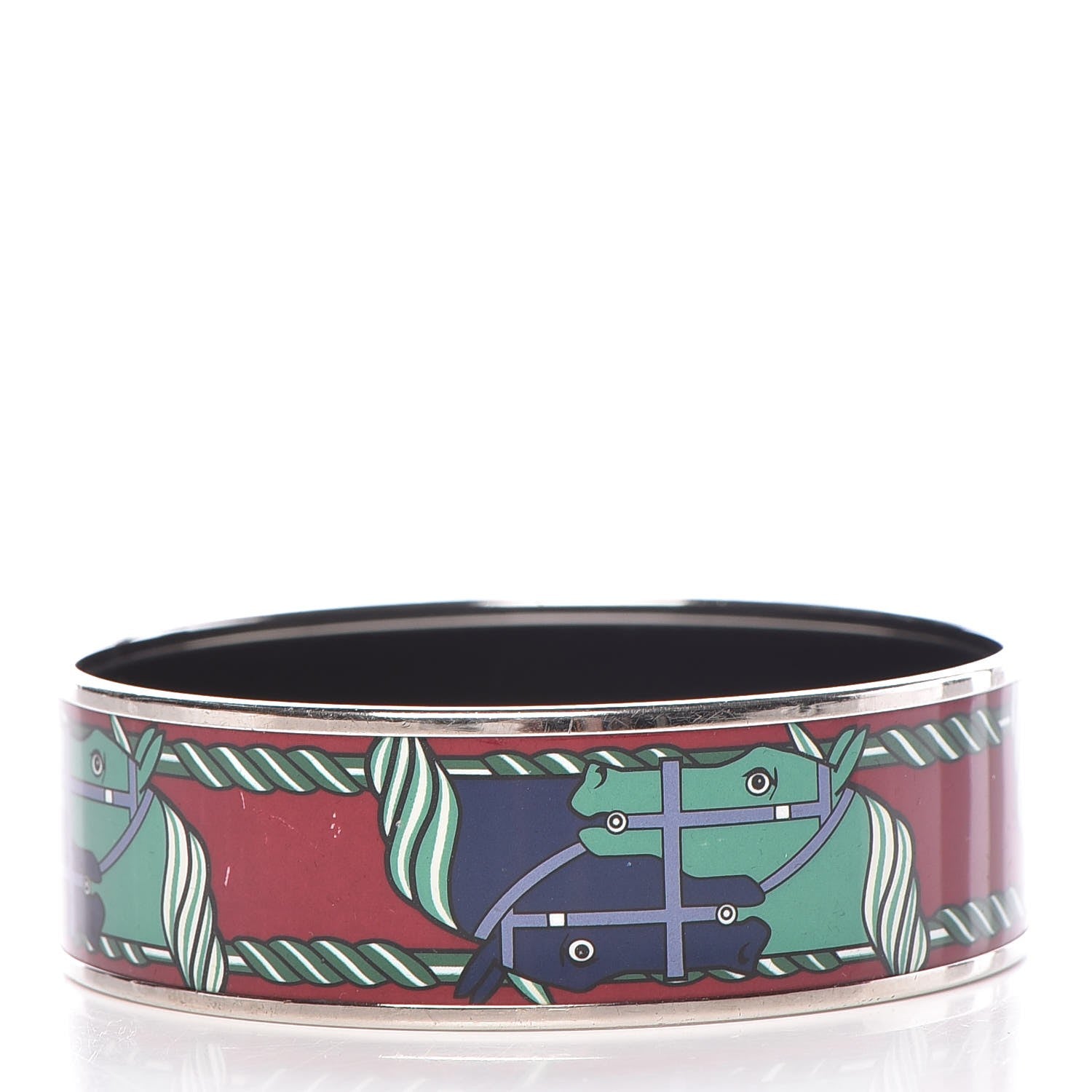 Hermes Enamel Printed Wide Quadrige Bracelet 75 3 of 5