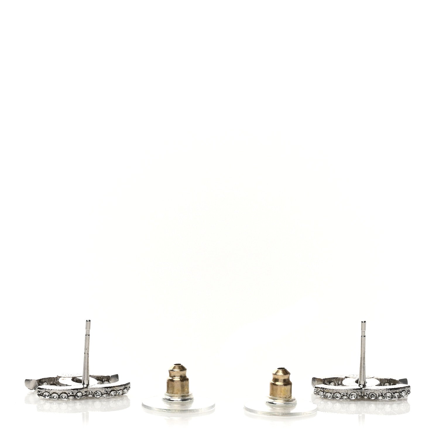 Chanel Crystal CC Earrings Silver 3 of 5