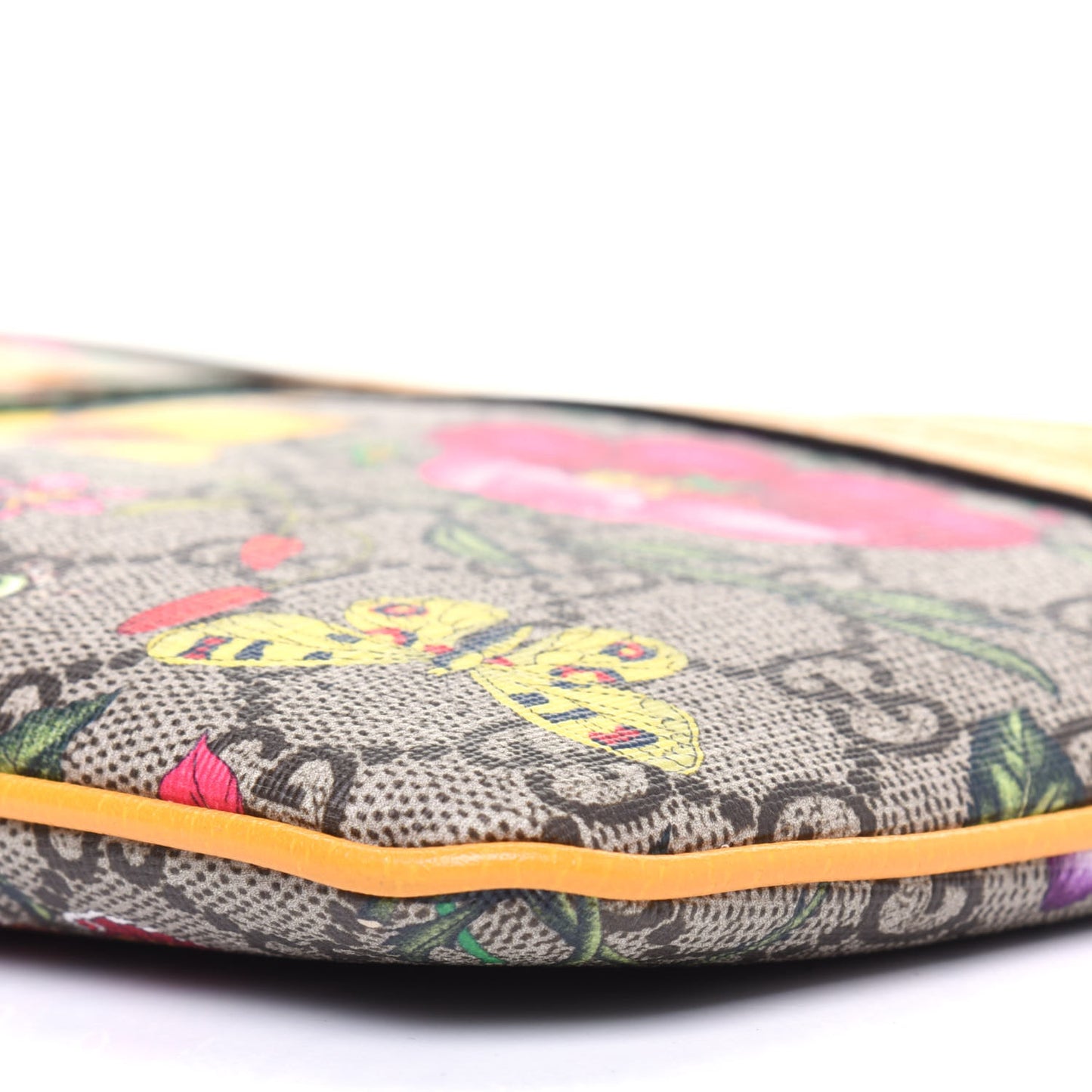 GG Supreme Monogram Flora Large Ophidia Pouch Clutch Beige Multicolor Crop