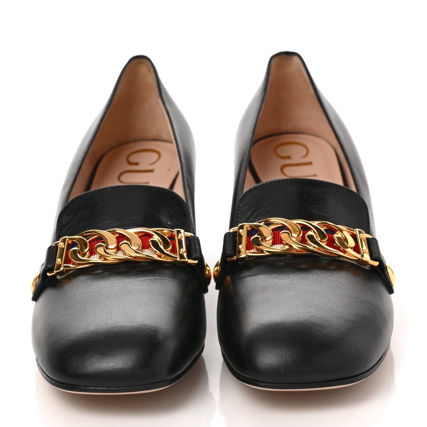 Malaga Kid Sylvie Web Chain Mid Heel Loafers 39 Black