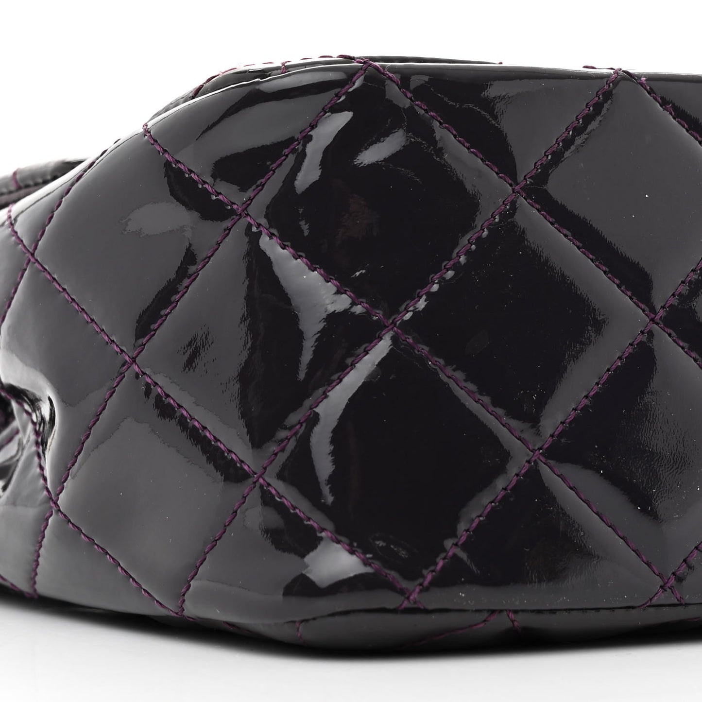 Patent Quilted Jumbo Single Flap Plum