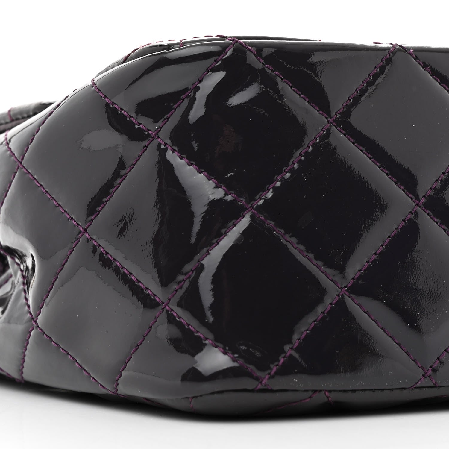 Chanel Patent Quilted Jumbo Single Flap Plum 9 of 15