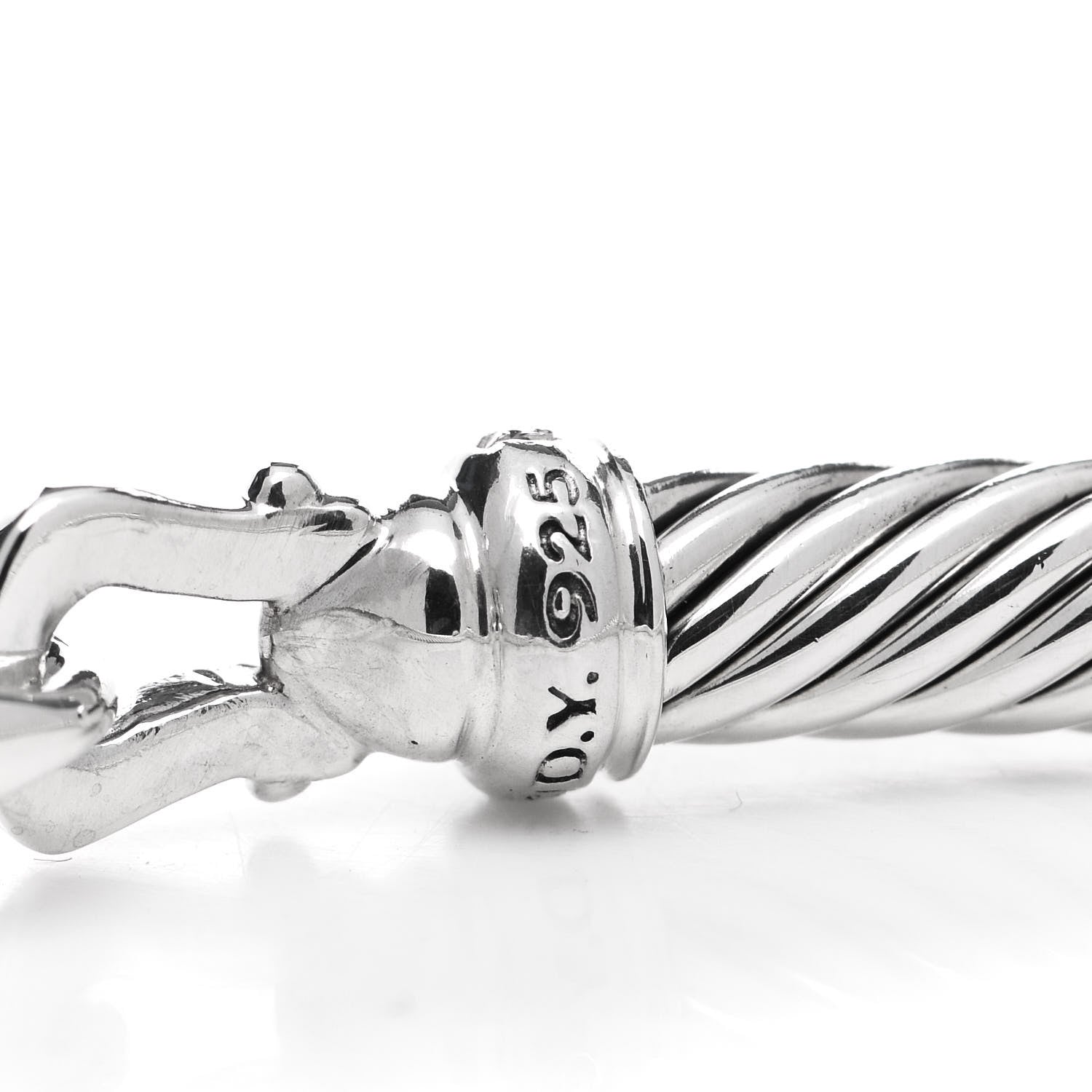 David Yurman Sterling Silver Diamond 5mm Cable Buckle Bracelet 4 of 5
