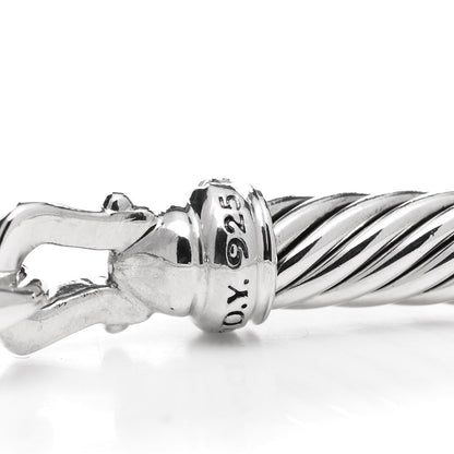 David Yurman Sterling Silver Diamond 5mm Cable Buckle Bracelet 4 of 5