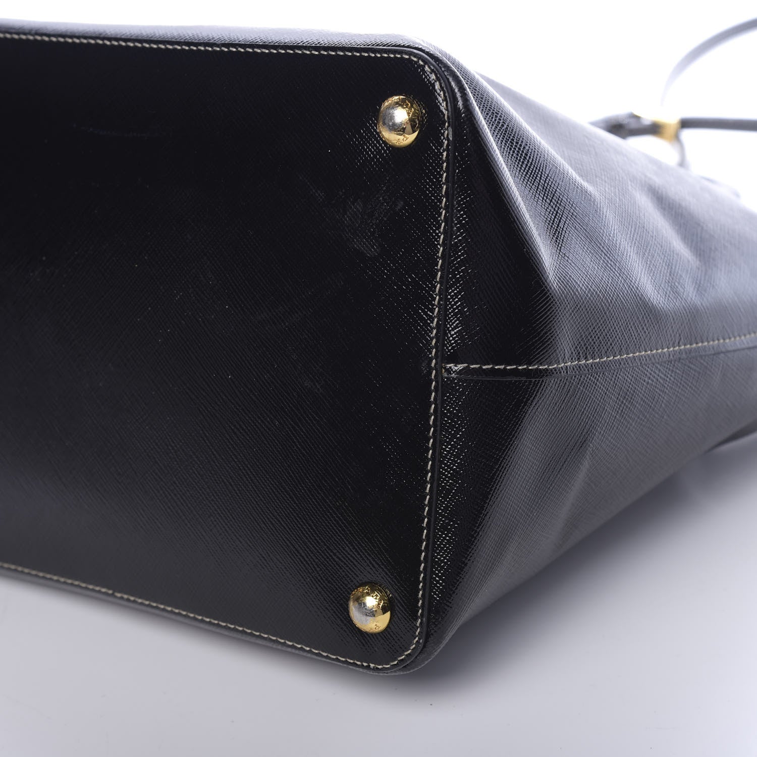 Prada Saffiano Vernice Turn Lock Shopping Tote Black 10 of 11