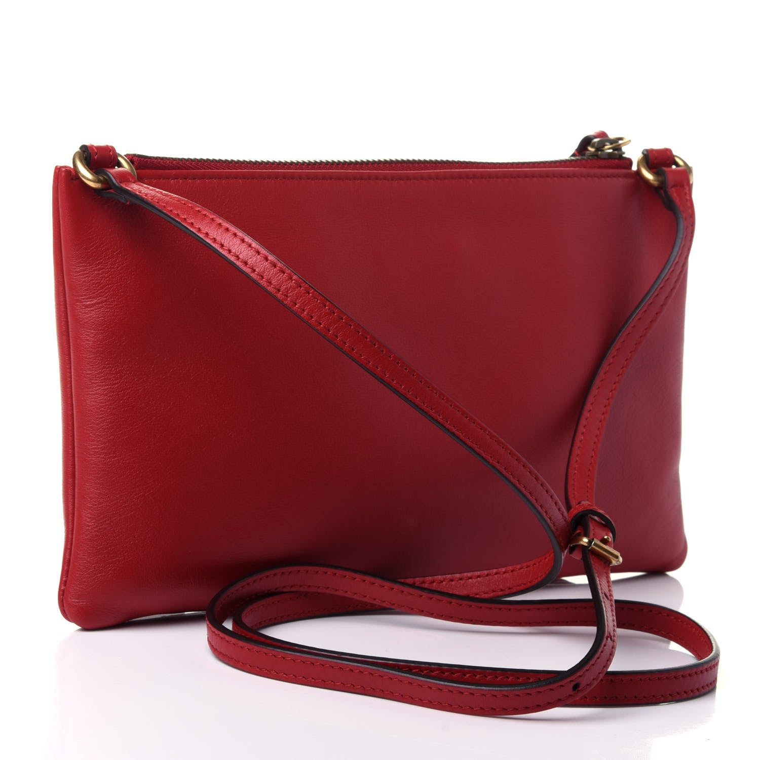 Gucci Calfskin Matelasse Small GG Marmont Double Zip Shoulder Bag Hibiscus Red 2 of 4