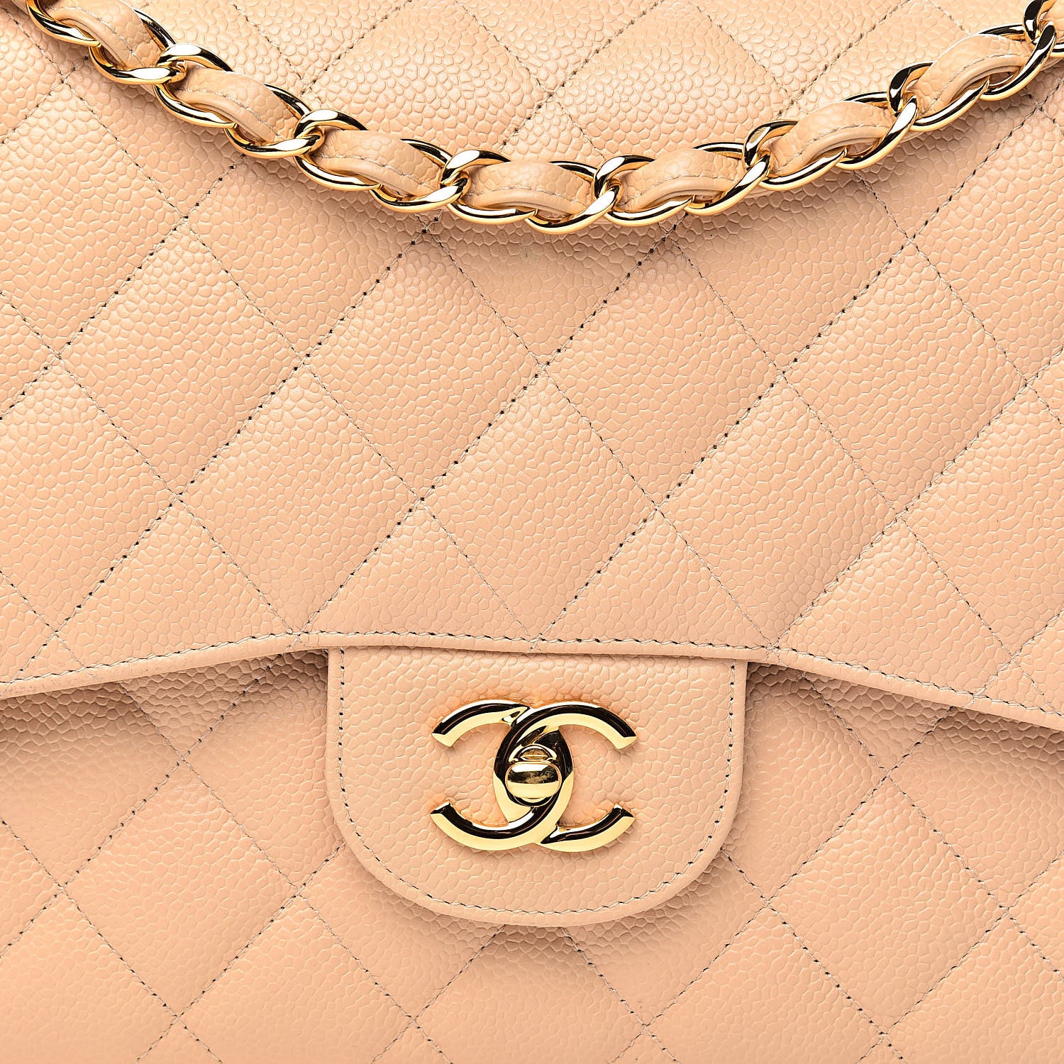 Chanel Caviar Quilted Jumbo Double Flap Beige Clair 13 of 14
