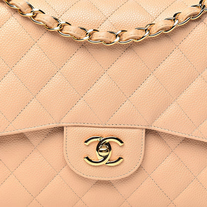 Chanel Caviar Quilted Jumbo Double Flap Beige Clair 13 of 14