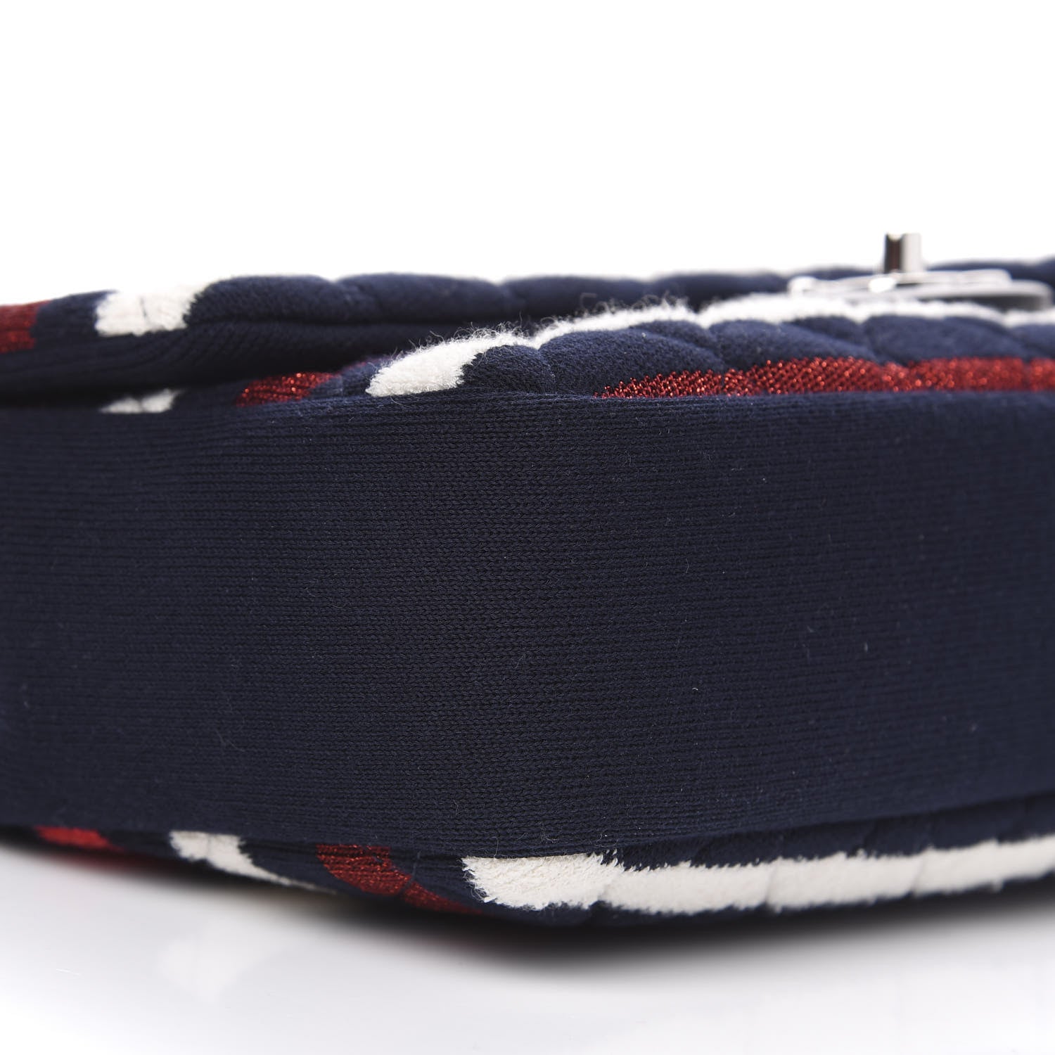 Chanel Jersey Felt Quilted Flap Red White Blue 7 of 10