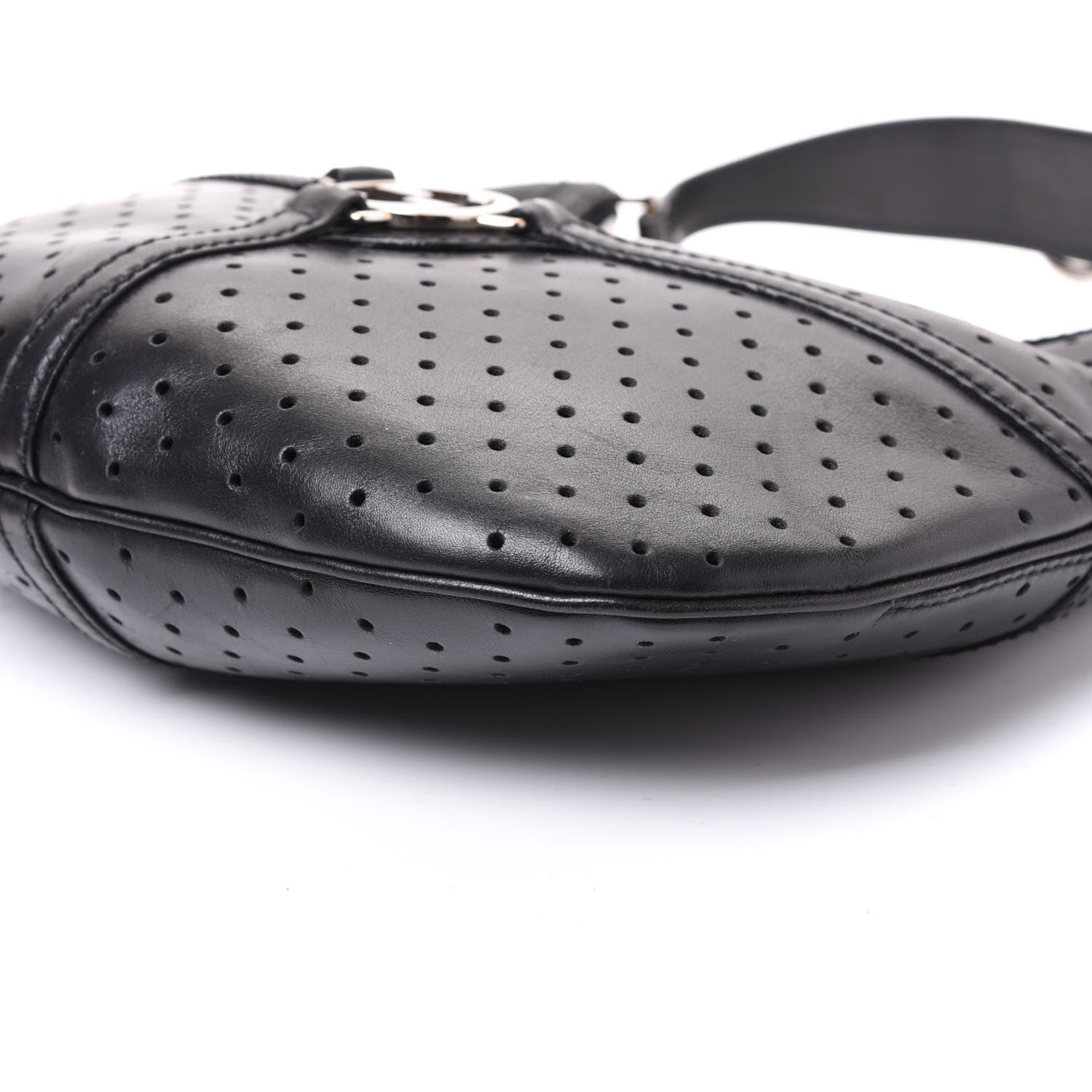 Gucci Perforated Calfskin Reins Hobo Black 7 of 8