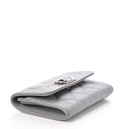 Chanel Lambskin Quilted Boy Card Holder Wallet Grey 4 of 11