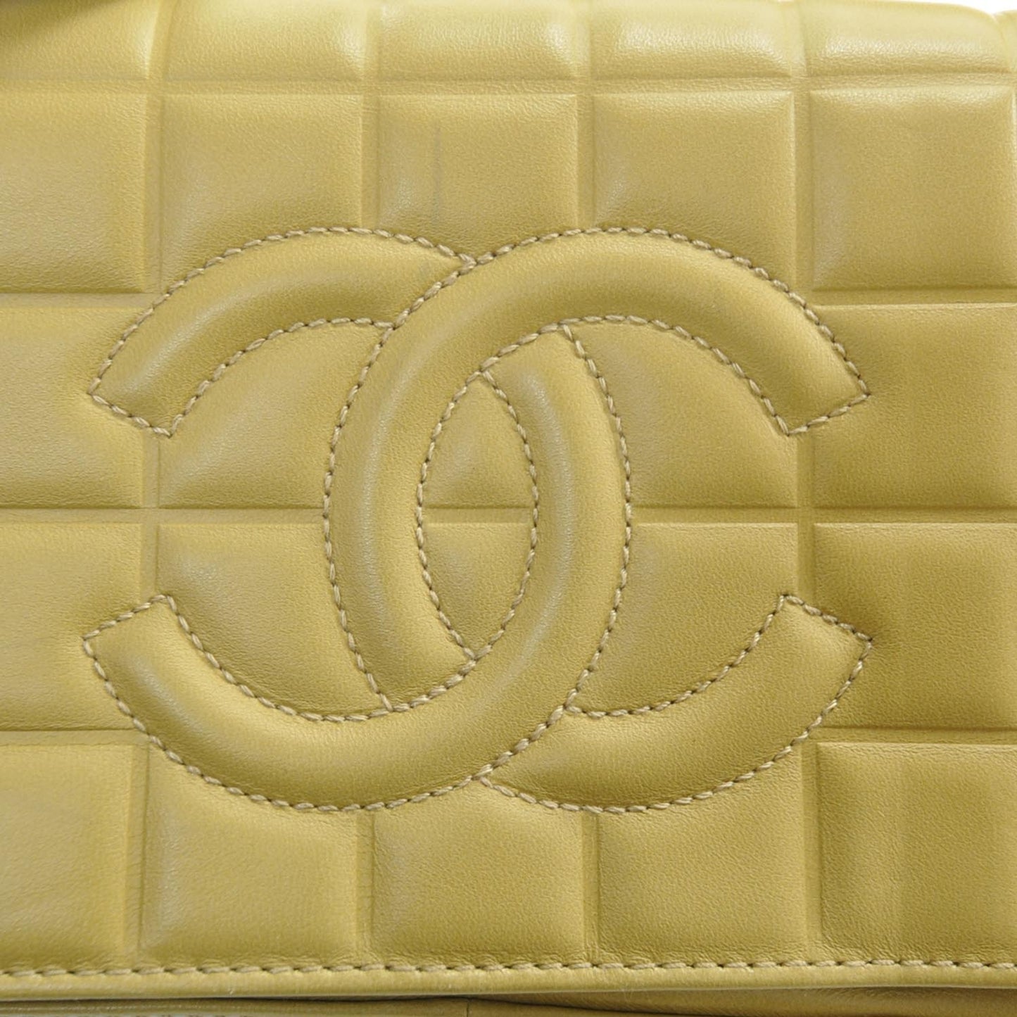 Leather Chocolate Bar Quilted CC Flap Beige