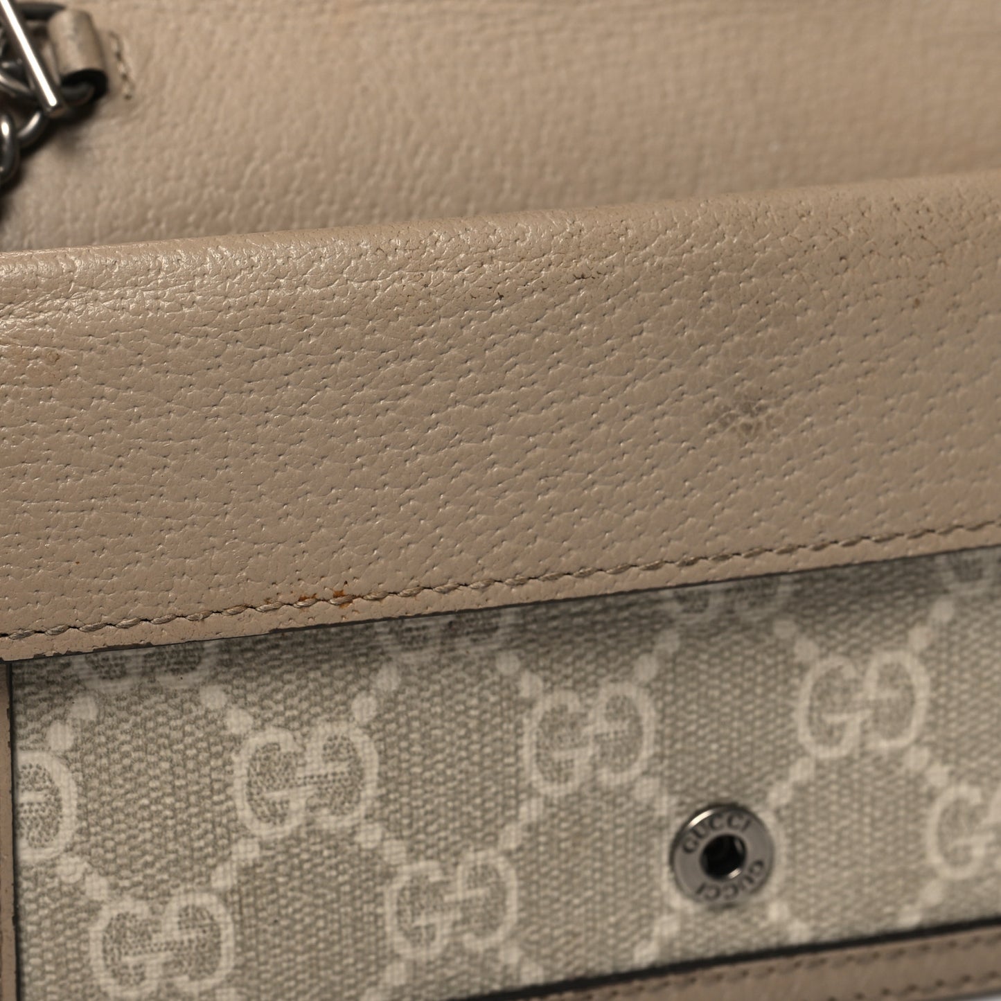 GG Supreme Monogram Textured Dollar Calfskin Super Mini Dionysus Shoulder Bag Beige Mystic White Oatmeal