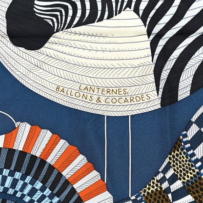 Hermes Silk Lanternes Ballons et Cocardes Scarf 90 Marine Multicolor 4 of 5