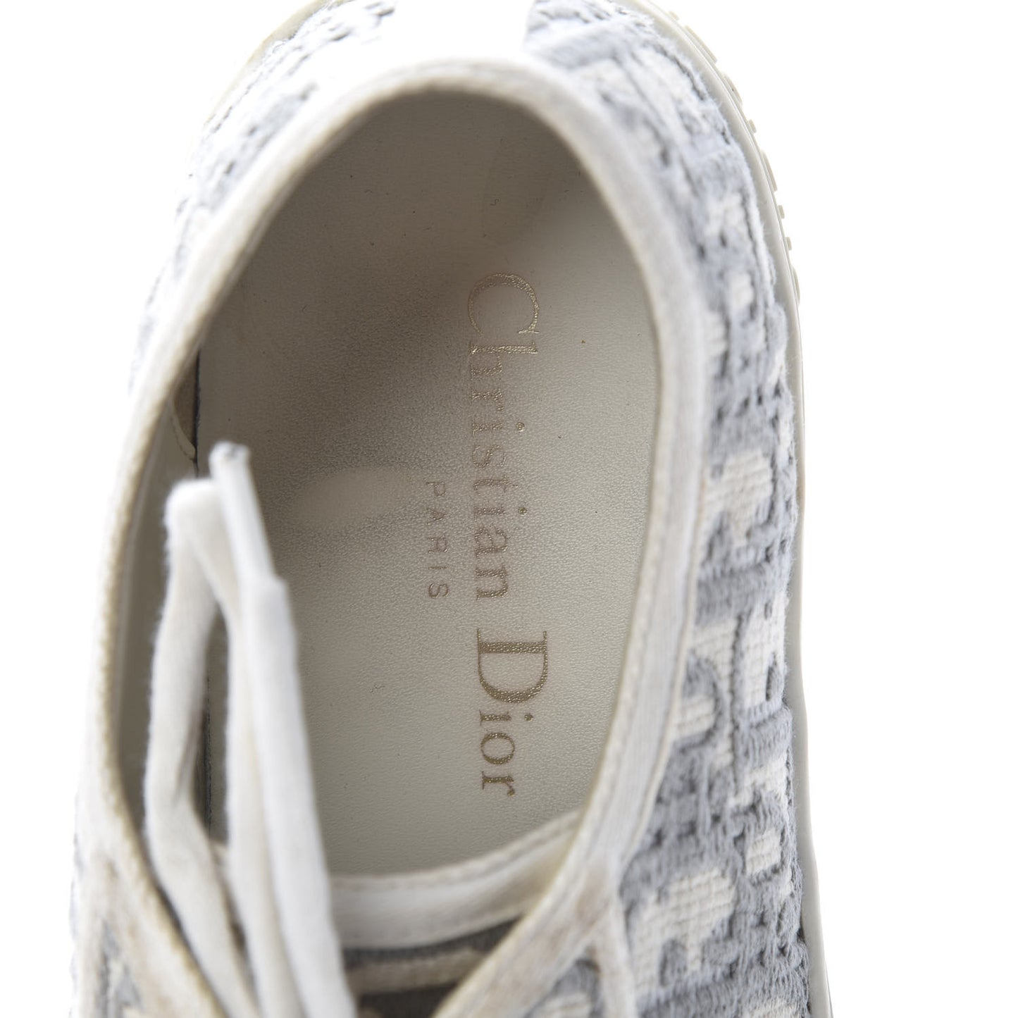 Canvas Oblique Walk'N'Dior Low Top Sneakers 39.5 Grey Stone