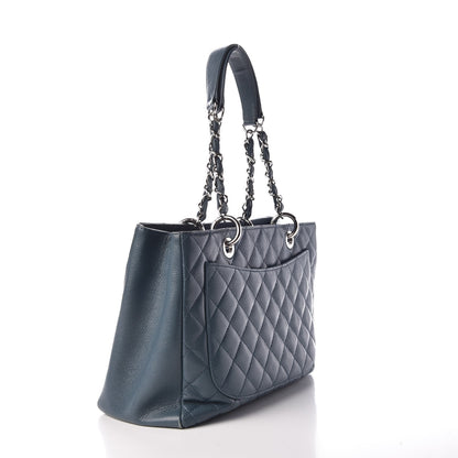 Chanel Caviar Quilted Grand Shopping Tote GST Dark Blue 3 of 11