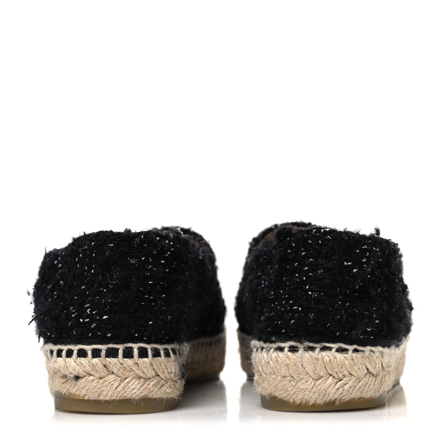 Chanel Metallic Lambskin Tweed CC Espadrilles 37 Black Silver 6 of 11