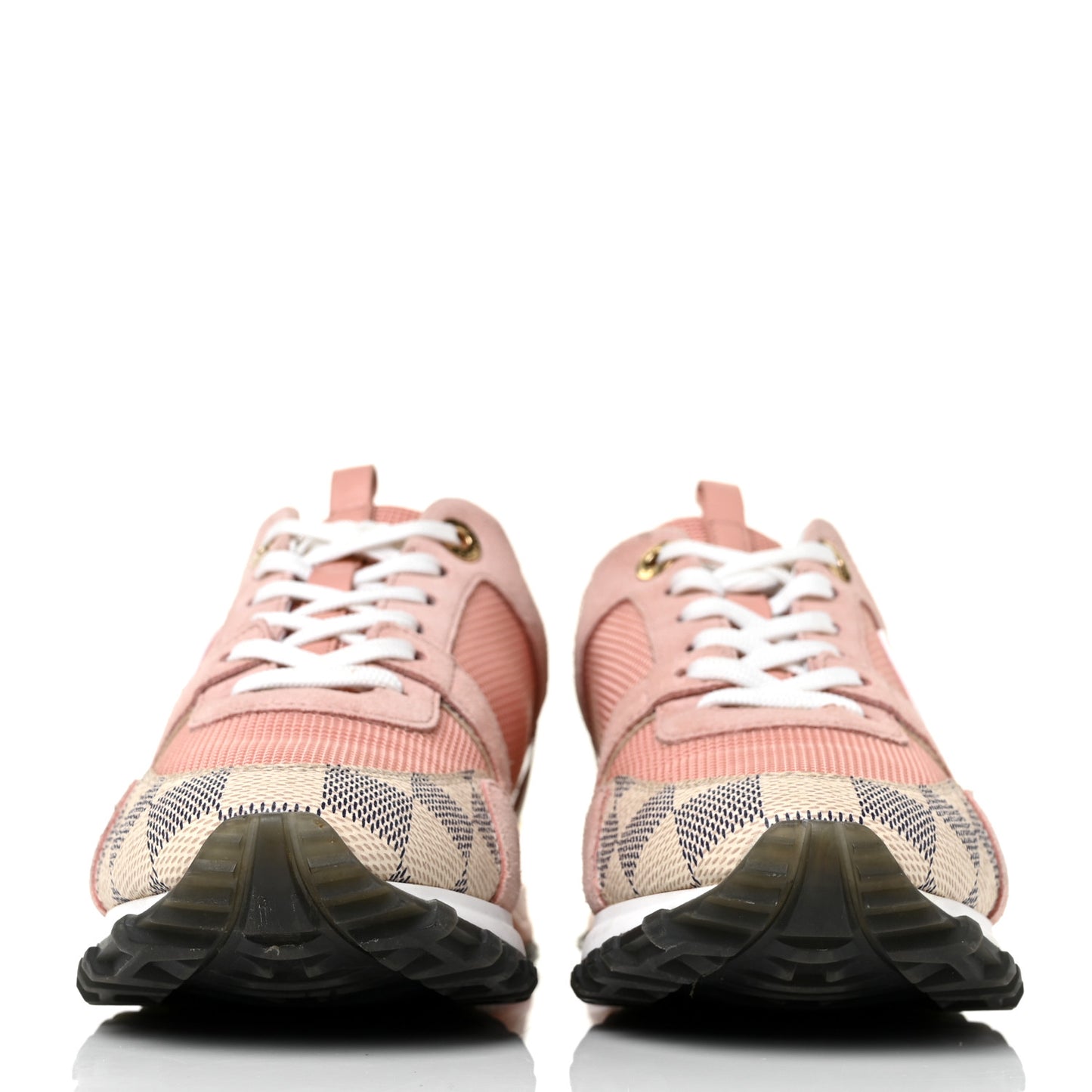 Suede Damier Azur Run Away Sneakers 36 Pink
