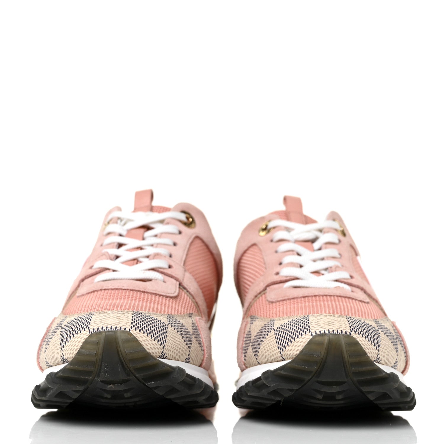 Louis Vuitton Suede Damier Azur Run Away Sneakers 36 Pink 2 of 9