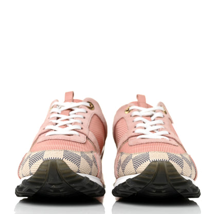 Louis Vuitton Suede Damier Azur Run Away Sneakers 36 Pink 2 of 9