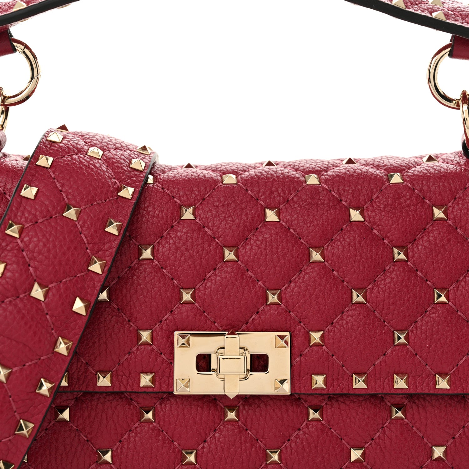 Valentino Garavani Grained Calfskin Medium Rockstud Spike Shoulder Bag Berry Pink 7 of 12
