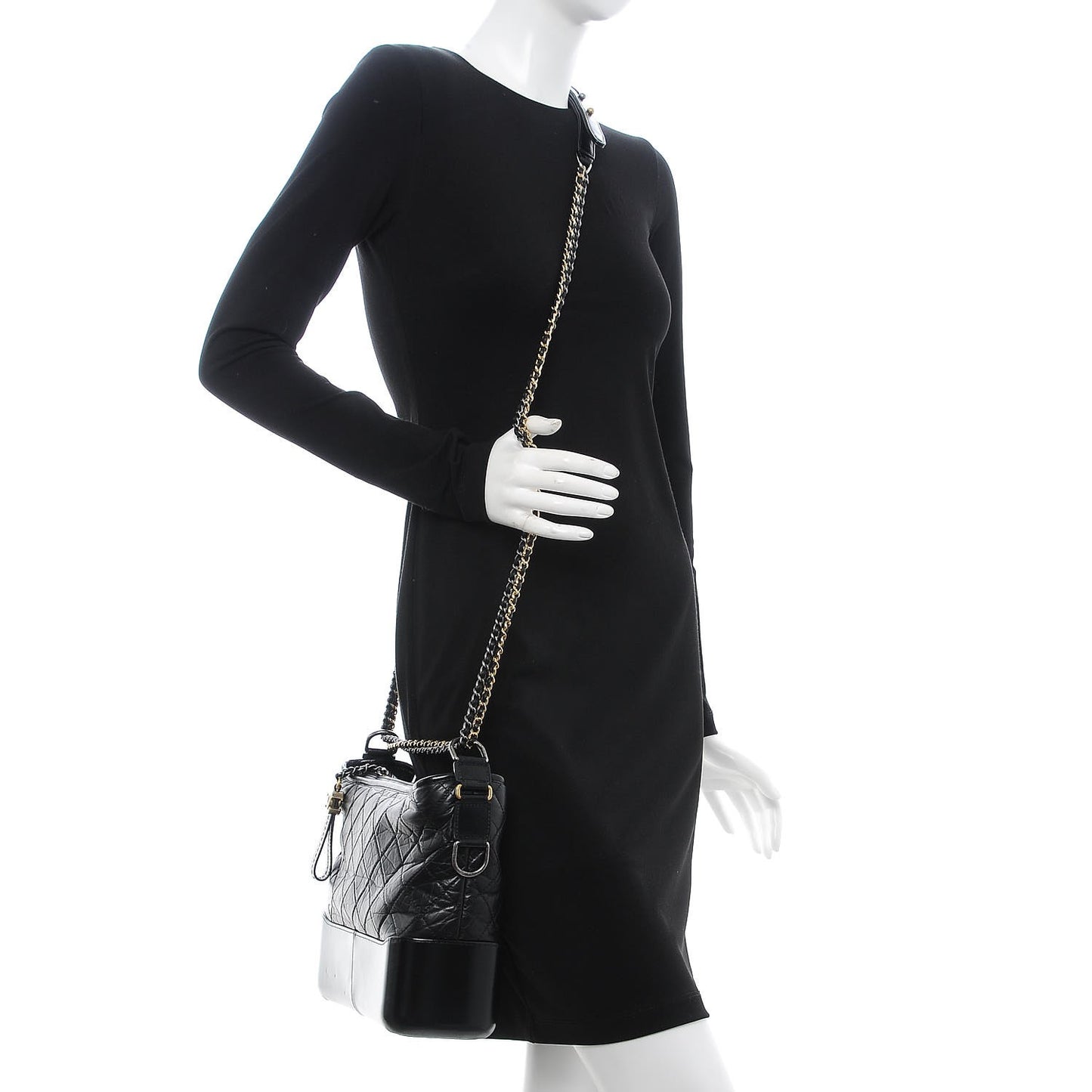 Aged Calfskin Quilted Medium Gabrielle Hobo Black